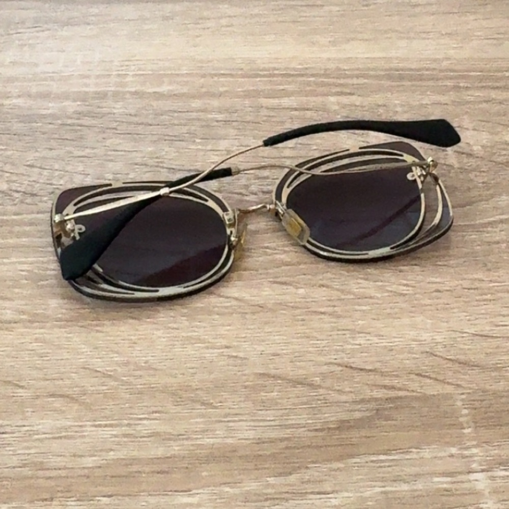 Miu Miu SMU54S Scenique Cut-Out Butterfly Square Black Sunglasses - Picture 8 of 15